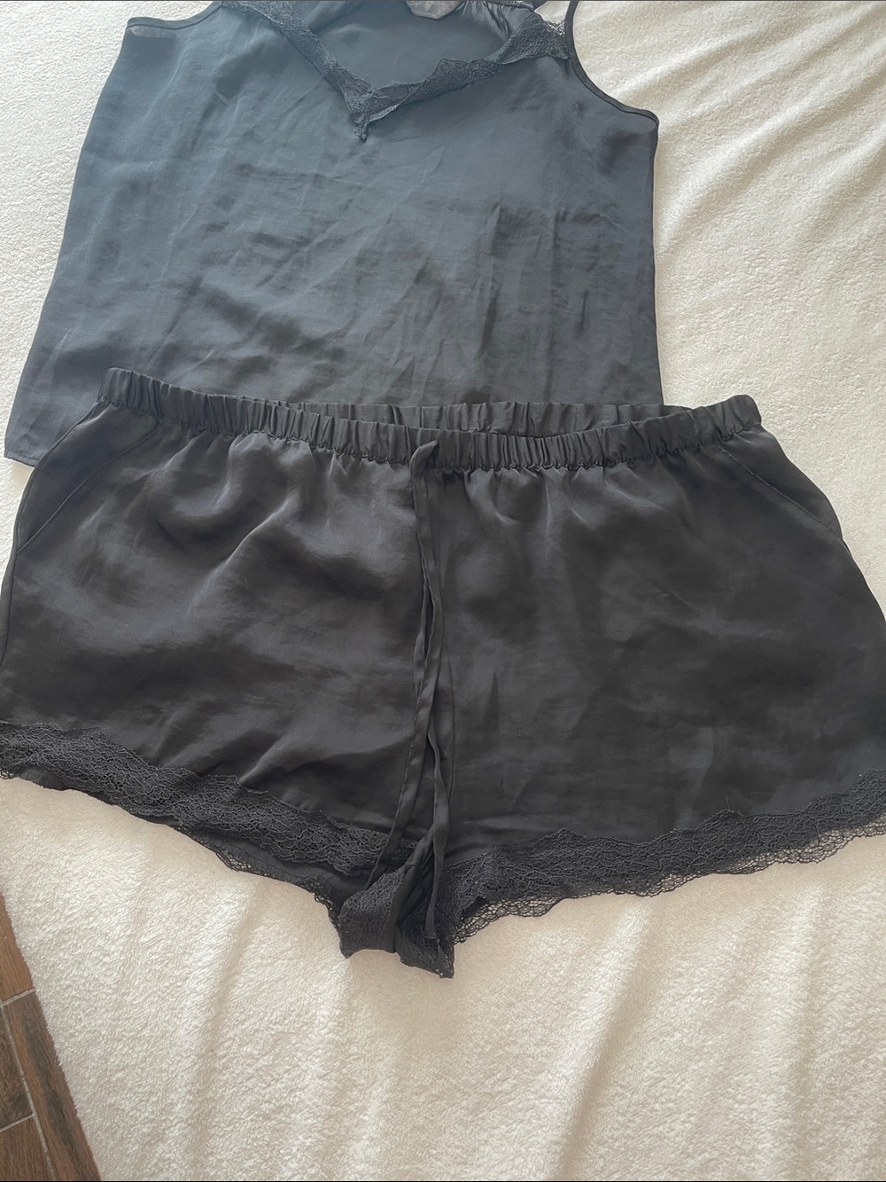 Love Black Lace-Trim Camisole & Shorts Sleep Set